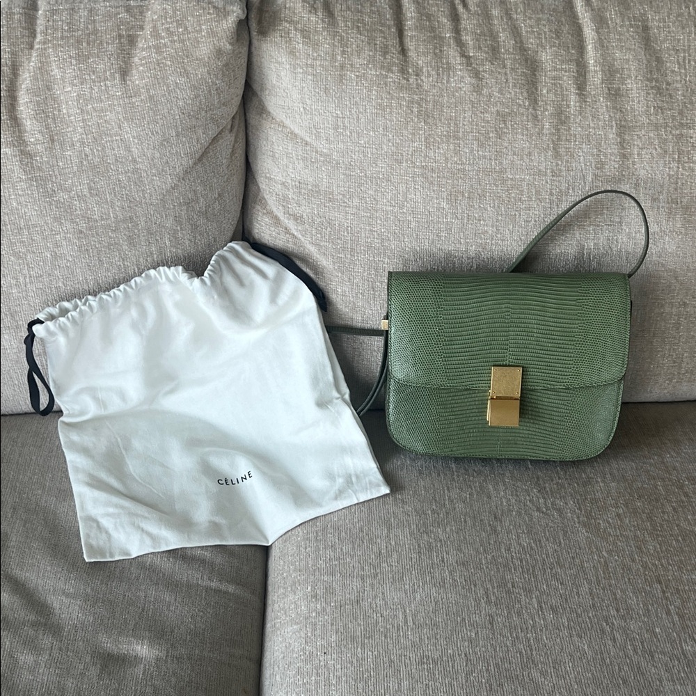 Celine Olive Textured Crossbody Bag